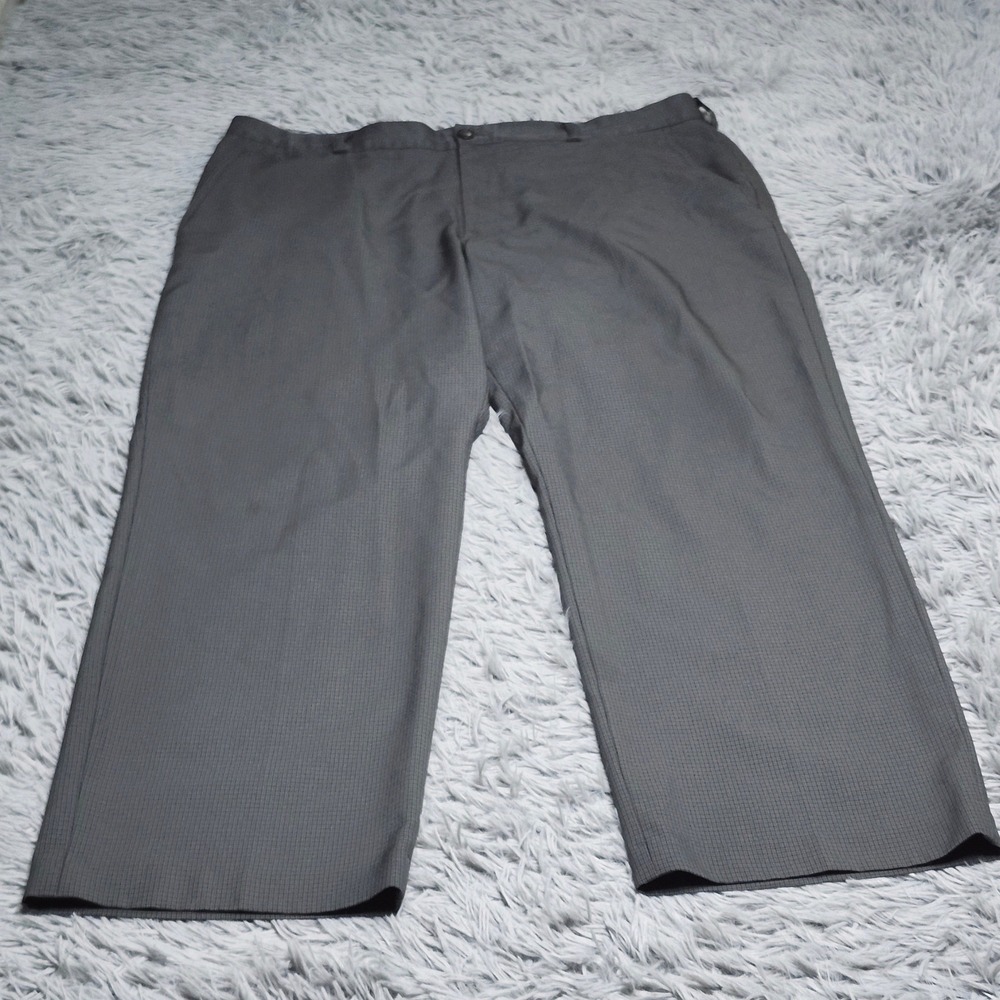 IZOD Golf Pants Mens 38X30 Gray Micro Grid Polyester Dress Trousers Business
